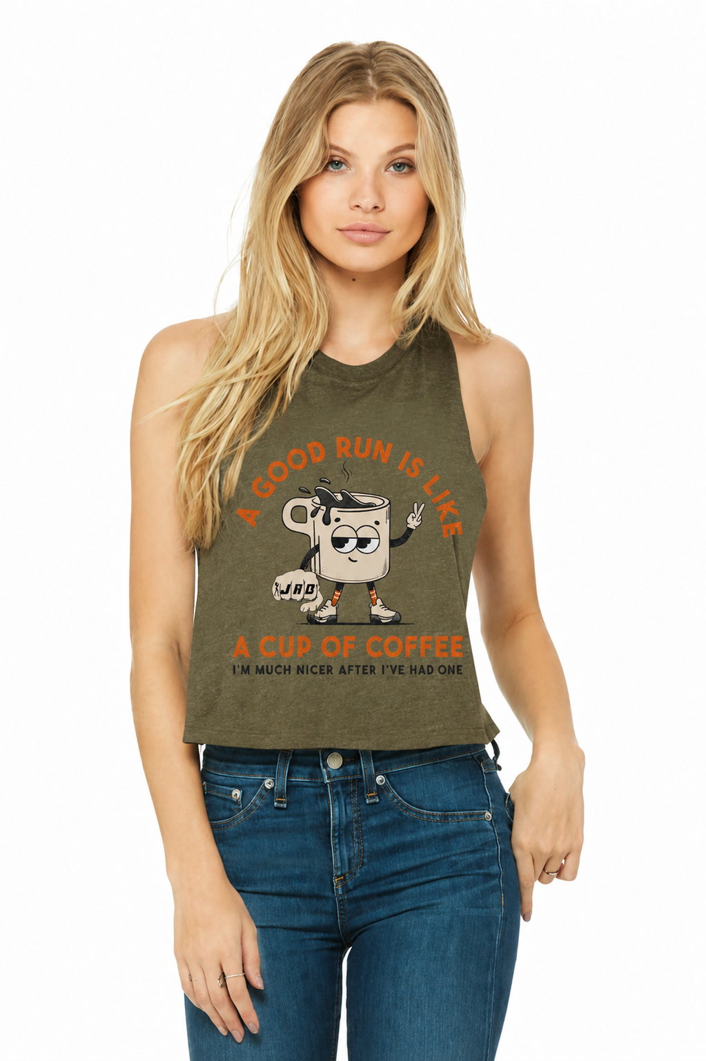 JAB Coffee Run Club Cropped Racerback Tank